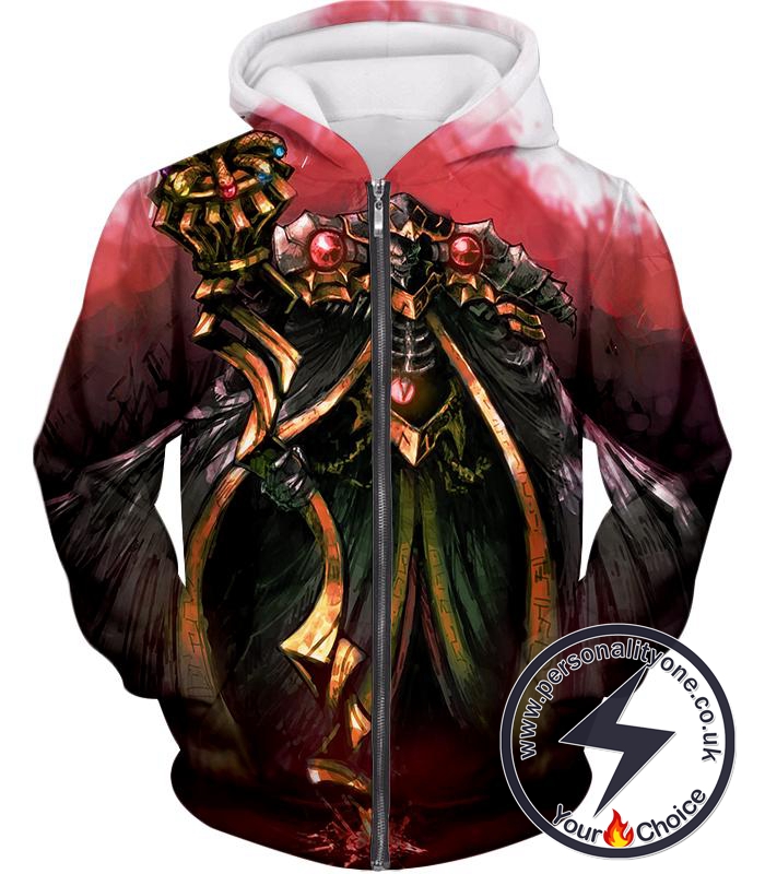 Overlord Ultimate Sorcerer King Guild Master Ainz Ooal Gown Cool Anime Zip Up Hoodie